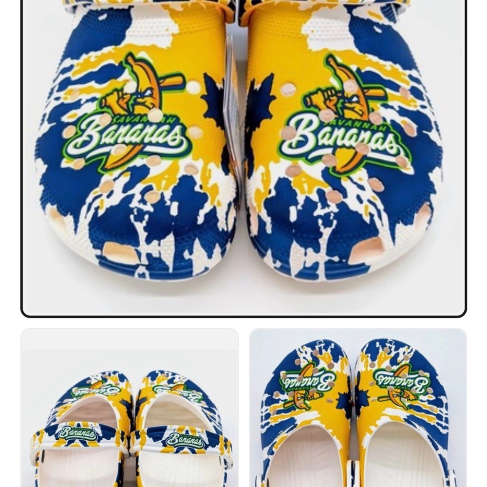 CROCS Savannah Bananas Yellow, Blue & White with Bananas Graphic